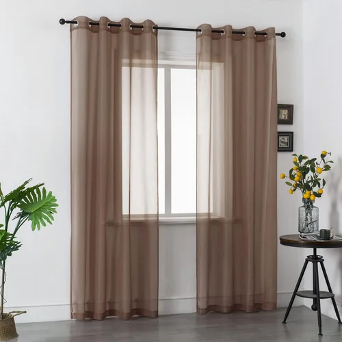 Miniatura 49 de DUALIFE Cortinas Amarillas de 72 Pulgadas de Largo para Dormitorio Juego de 2 Paneles con Ojales Ventana Semi Voile Filtrado de Luz Cortinas