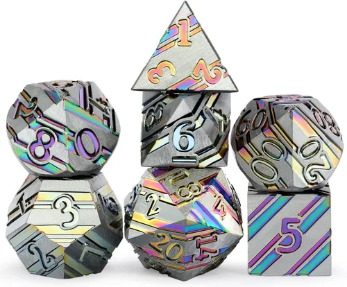 Miniatura 11 de DNDND - Juego de dados metálicos para DND con estuche de metal de regalo, 7 piezas de dados metálicos de Calabozos y Dragones para juego DND
