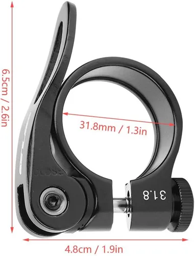Miniatura 6 de Abrazadera de poste, Clip de tubo de abrazadera de liberación rápida de aleación de aluminio para bicicleta de asiento de 27.2/1.126 in (negro)