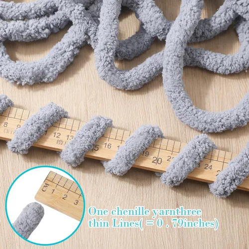 Miniatura 4 de Timgle 12 rollos de hilo de felpilla grueso de 0.79 pulgadas para mantas, hilo de felpilla jumbo suave, gigante, grueso, esponjoso, para tejer a