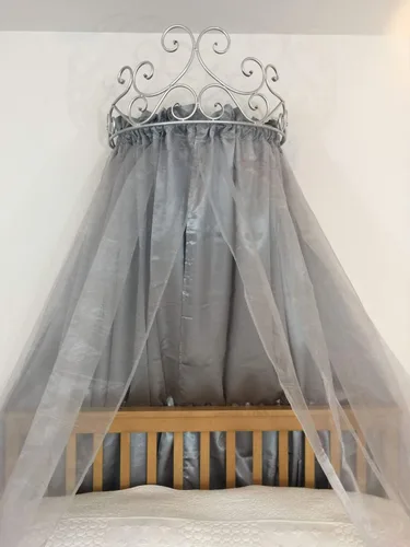 Miniatura 9 de OctoRose Dosel Corona de Pared de Metal para Cama - Decoración de Pared Corona Antigua con Varillas y Herrajes Incorporados - para Sobre Camas