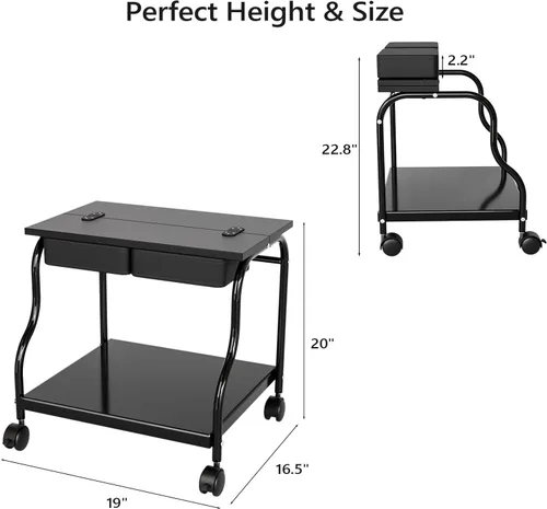 Miniatura 6 de OmySalon Carrito de pedicura, carrito de baño de pies, carrito portátil para estética de uñas, taburete ajustable para manicura y masaje de pies