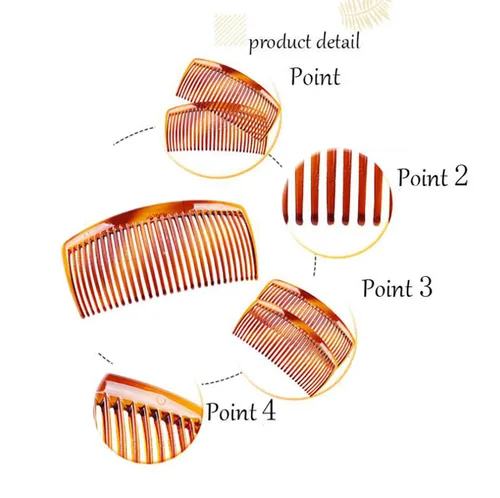 Miniatura 4 de Fodattm 4 peines laterales de cabello negro y marrón con dientes, accesorios franceses para el cabello, pinza para el cabello para mujeres y hombres