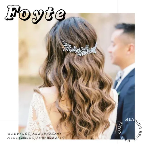 Miniatura 7 de Foyte Peine de pelo de novia de cristal, tocados de novia con flores plateadas, piezas de pelo de hoja con diamantes de imitación, peines laterales