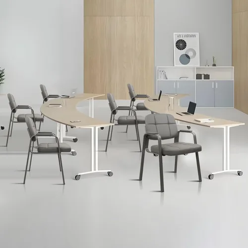 Miniatura 9 de CLATINA Silla de recepción de oficina con reposabrazos acolchado de cuero regenerado, silla ergonómica para sala de espera, vestíbulo, reunión, Gris