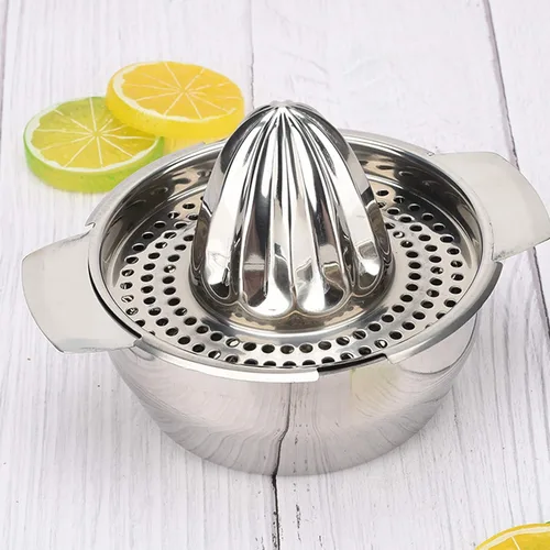 Miniatura 8 de Exprimidor de limón de acero inoxidable Exprimidor de cítricos Prensa de mano Herramienta de exprimir jugo de naranja con recipiente
