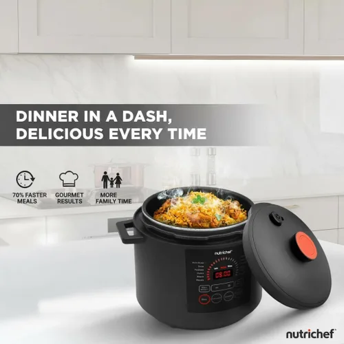 Miniatura 2 de NutriChef Olla a presión eléctrica de 6 cuartos de capacidad Olla a presión digital de encimera de 9 funciones Tiempo y temperatura ajustables