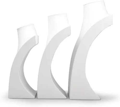 Miniatura 6 de Oirlv Soporte de exhibición del collar del busto de la joyería del cuero blanco (H 15.28")