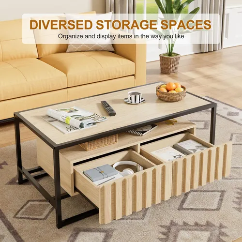Miniatura 4 de UEV Juego de 3 mesas auxiliares, juego de mesa de sala de estar, mesa auxiliar de mediados de siglo, juego de 2 mesas auxiliares con 2 cajones