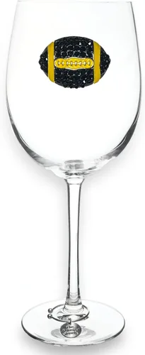 Miniatura 4 de THE QUEENS' JEWELS Copa de vino de tallo con joyas de fútbol (diamante y negro) - Regalo único para mujeres, cumpleaños, lindo, divertido, sin