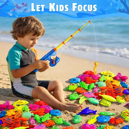 Miniatura 6 de CozyBomB™ Juego de juguetes de pesca magnética para niños Mesa de agua, bañera, piscina infantil, fiesta, caña con red, peces de plástico