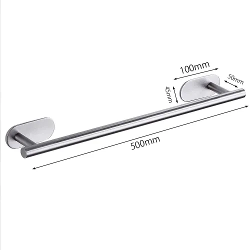 Miniatura 7 de Toallero autoadhesivo de 20 pulgadas para montar en la pared, acero inoxidable, pulido, para baño, cocina, sin taladro, mate, moderno, decoración