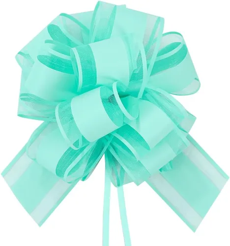 Miniatura 10 de 6 piezas de lazos de tirar, lazo de regalo verde frijol, 6 pulgadas, Navidad, fiesta, regalo de cumpleaños, boda, lazos de cinta para envolver cajas