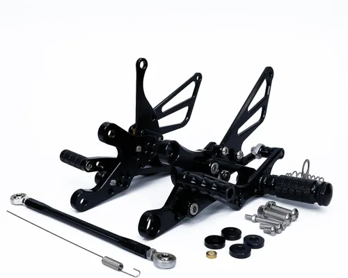 Miniatura 3 de Reposapiés de motocicleta ajustable de aluminio para Yamaha YZF R6 1999 2000 2001 2002 (negro)
