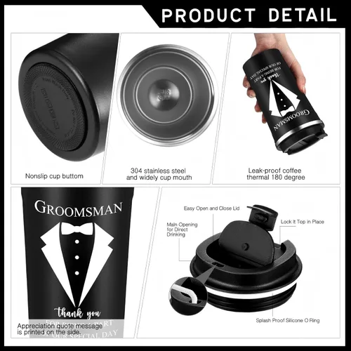 Miniatura 3 de Nuanchu 6 piezas de regalo oficial para padrinos de boda, regalo de propuesta de boda para padrino de boda de 17 onzas, vaso de café, calcetines