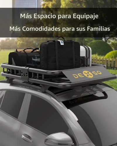 Miniatura 6 de DEXSO Cesta universal para portaequipajes de techo de 46 x 36 pulgadas, capacidad de 200 libras, soporte de equipaje resistente para SUV, camiones