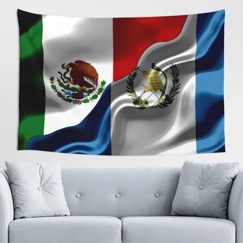 Tapiz de bandera de Guatemala mexicana y de México de Guatemala de 60 x 40 pulgadas, divertido tapiz estético, arte de pared para dormitorio, sala