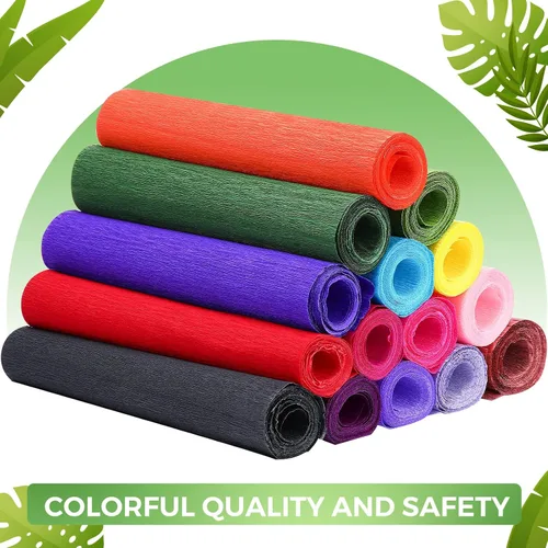 Miniatura 4 de 24 rollos de papel crepé de 15 colores de 8 pies, serpentina de papel crepé de 10 pulgadas con 50 piezas de alambre de hierro floral verde, 1 rollo