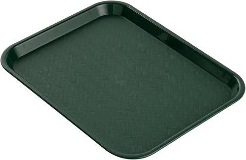 Miniatura 20 de Restaurantware Bandejas de comida rápida, paquete de 10 bandejas de plástico para cafetería, de 10 x 14 pulgadas, rectangulares verdes, aptas