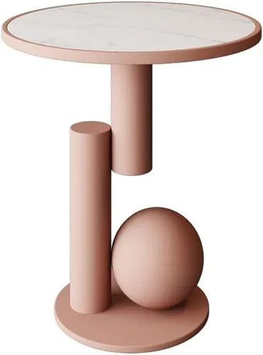 Miniatura 8 de Mesa auxiliar redonda de mármol moderna de 15.7 pulgadas, mesa auxiliar decorativa (dorado)