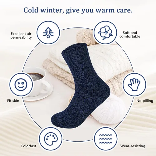 Miniatura 2 de YSense 5 Pairs Womens Wool Socks Thick Knit Warm Winter Socks Cozy Comfy Socks Gifts for Women