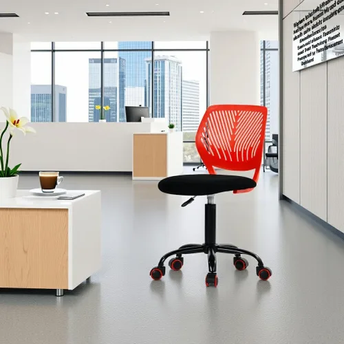 Miniatura 8 de Homy Casa Silla de oficina ergonómica con cojín de tela transpirable y base giratoria ajustable para espacios de trabajo comerciales y oficinas