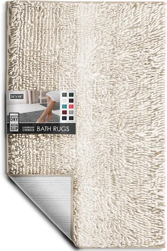 Miniatura 114 de Hearth & Harbor Alfombras de baño, tapete de baño de chenilla - Alfombras de baño lavables a máquina para baño con respaldo antideslizante de goma