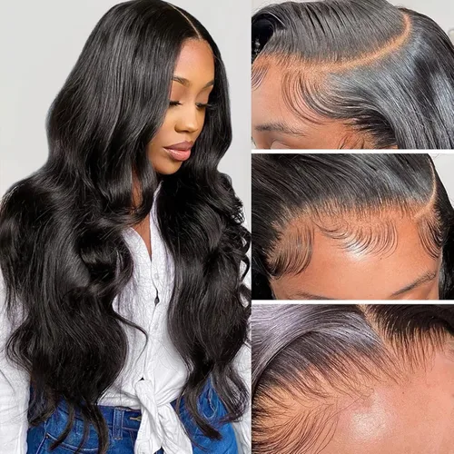 Miniatura 5 de Aicrelery Peluca de cabello humano con encaje frontal de 30 pulgadas, Highlight 13x6, Ombre P4/27, color marrón dorado, frontal con cabello de bebé