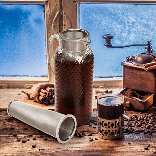 Miniatura 8 de Goaste Paquete de 3 filtros de café frío para tarro Mason de boca ancha de 64 onzas, colador de acero inoxidable 304 con anillo de sellado, infusor