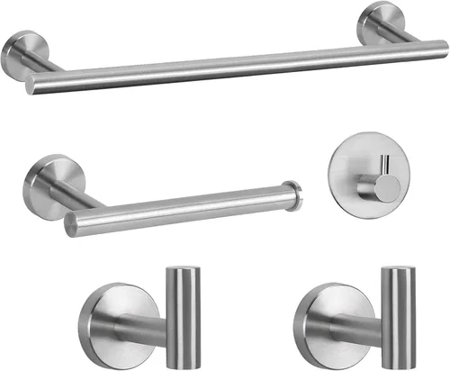 Miniatura 8 de NearMoon Juego de accesorios de baño SUS 304 de acero inoxidable grueso, incluye toallero de 16 pulgadas, soporte para papel higiénico, ganchos