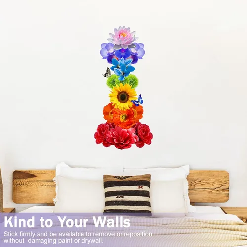 Miniatura 5 de Calcomanías de pared de flores coloridas, margarita, rosa, loto, girasol, floral, calcomanías de pared para despegar y pegar, calcomanías extraíbles