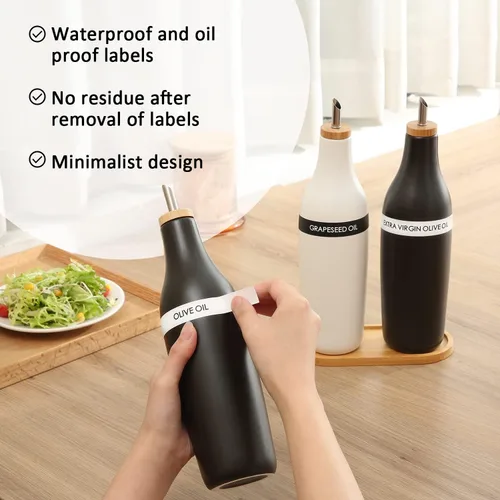 Miniatura 5 de HOMCDALY Juego de 2 dispensadores de aceite de oliva y vinagre, dos dispensadores de aceite de cerámica de 16 onzas para cocina, botella Negro