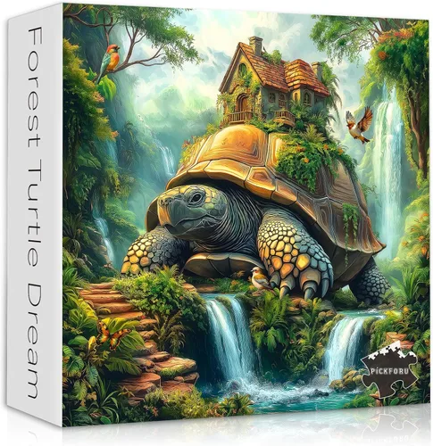 Rompecabezas de tortuga marina para adultos de 1000 piezas, rompecabezas de fantasía de naturaleza con tortuga gigante con pájaro de casa del árbol,