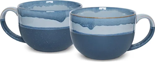 Bosmarlin Taza de café de cerámica extragrande, 23 onzas, apta para microondas y lavavajillas, taza de té grande de gran tamaño para oficina y Azul