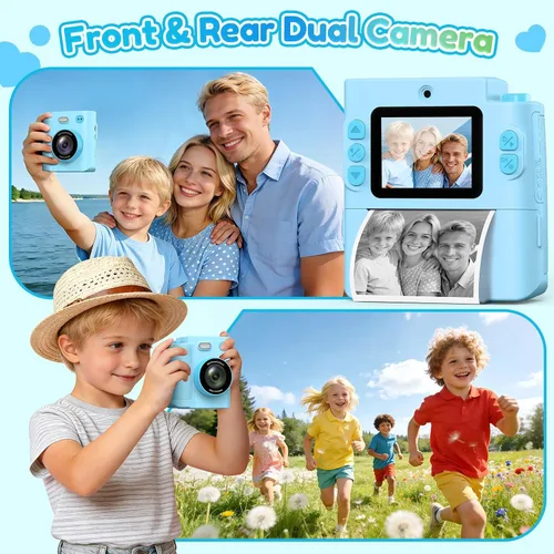 Miniatura 7 de Cámara para niños Impresión instantánea: Juguetes para niños y niñas, cámara digital que imprime fotos, regalo de cumpleaños de doble lente