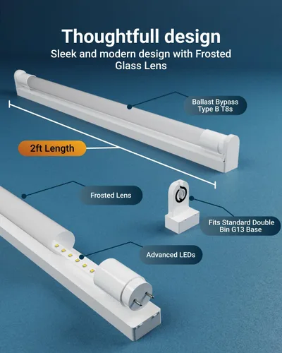 Miniatura 7 de Sunco - Paquete de 10 tubos de vidrio transparente LED T8 de 2 pies para repuesto en interiores, fluorescente, comercial, oficina, pasillo, almacén