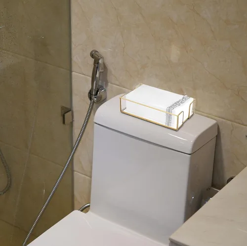 Miniatura 5 de Sumnacon Servilletero, mesa de servilleta de cristal, elegante soporte para toallas de invitados para toalla de mano, cesta rectangular