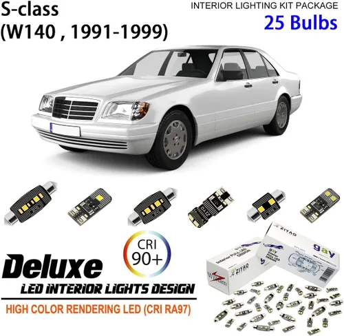 Miniatura 8 de ZIYO ZPL5140 - Kit de luz interior LED de repuesto para Mercedes Benz Clase S W140 1991-1999, 6000K xenón blanco cúpula bombillas Upgrage sin
