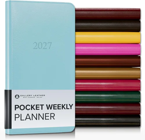 Miniatura 145 de Gallery Leather Agenda semanal y mensual grande 2025-2026, agenda y cuaderno con elegantes bordes de página dorados dorados, 12 meses, cactus Cactus