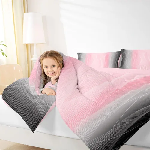 Miniatura 7 de jejeloiu Juego de edredón rojo y negro para niños y niñas, edredón rojo degradado, tamaño individual, geometría desordenada, óxido, juego de ropa