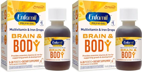Enfamil - Vitaminas para prenatales y bebés Poly-Vi-Sol 8 Multivitaminas y suplemento de hierro en gotas para bebés y niños, apoya el crecimiento y