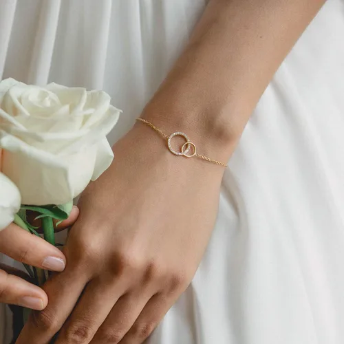 Miniatura 6 de A+O Regalos para mamá, regalo para madre e hija, collar de círculo entrelazado o pulsera