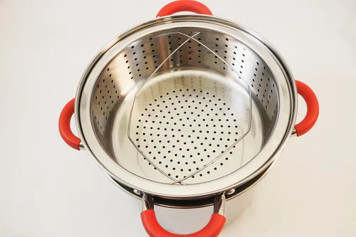 Miniatura 4 de EXCELSTEEL Olla para pasta multifunción de acero inoxidable de 12 cuartos con base encapsulada, tapa de vidrio ventilada y asas cubiertas