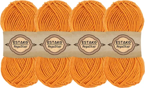 Miniatura 60 de Estako Megastar, 3.52 Oz (100g) de hilo de acrílico 75% y lana 25%, suave, peso grueso voluminoso #5 para crochet y tejer 120 yardas (110m)