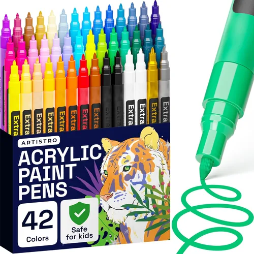 Bolígrafos de pintura acrílica, 42 marcadores de pintura acrílica, bolígrafos de pintura de punta extrafina (0.028 in) – Ideal para pintura de
