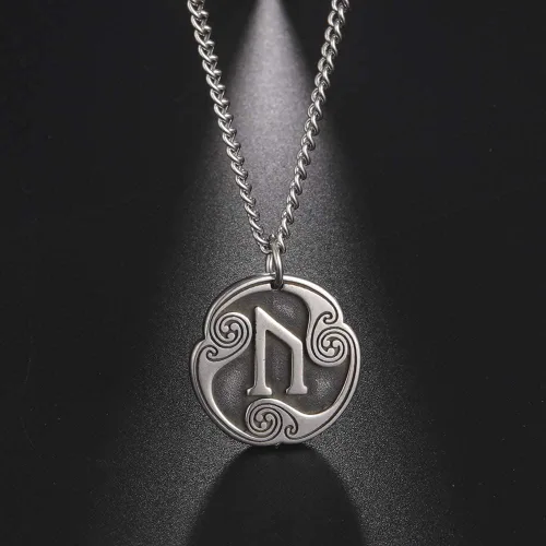 Miniatura 4 de TEAMER Collar con colgante de amuleto de acero inoxidable de 24 runas de los vikingos nórdicos, joyería con símbolo de la suerte y la bendición