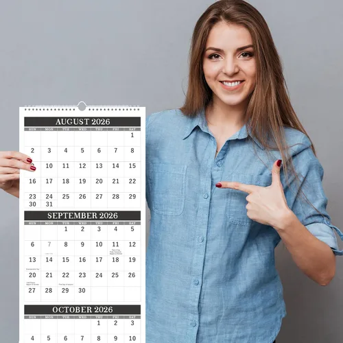 Miniatura 7 de Calendario de pared 2026, calendario de pared de 3 meses (plegado en un mes), enero de 2026 a diciembre de 2026, 11.25 x 26 pulgadas, calendario