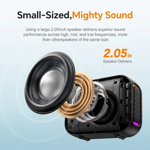 Miniatura 2 de Altavoz Bluetooth portátil resistente al agua: Sonido IPX5 HD hasta 24 horas de reproducción, emparejamiento TWS, luz LED, altavoz al aire libre
