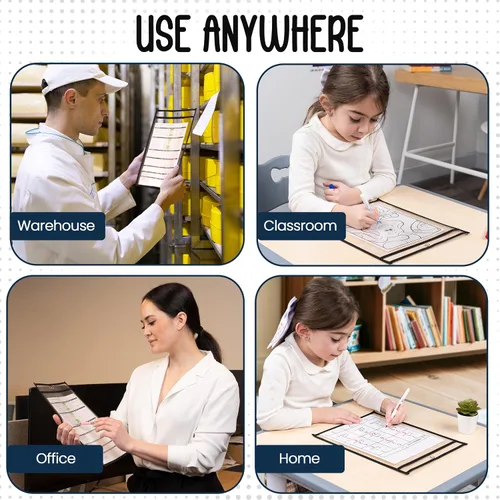 Miniatura 5 de Essex Wares - Paquete de 4 soportes para boletos de trabajo (negro) - Uso en tu negocio o en un aula. Se adapta fácilmente a hojas de papel estándar