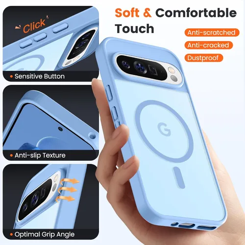 Miniatura 6 de Funda para teléfono Google Pixel 9 Pro XL, Compatible con Magnético, Protección contra Caídas de Grado Militar Translúcida Mate Resistente a Golpes